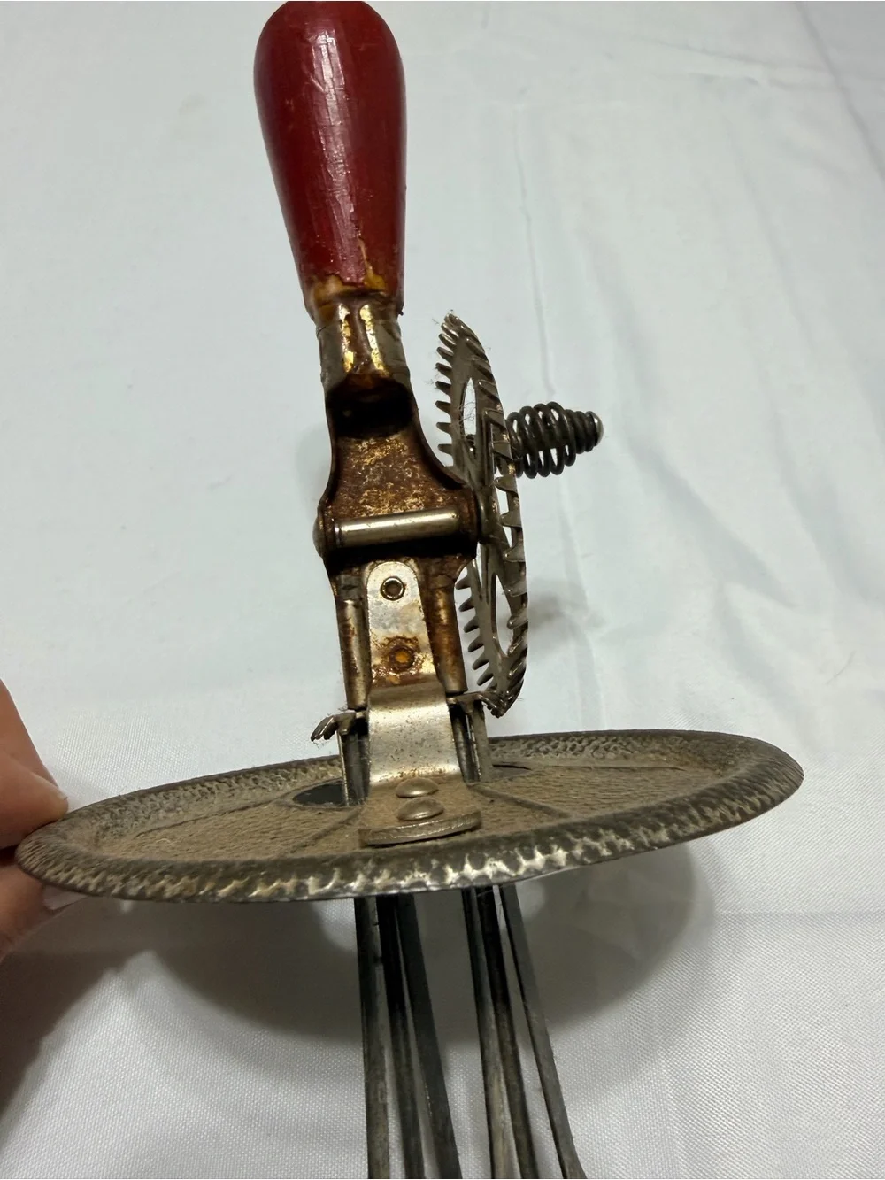 Antique Hand Crank mixer with Red Handle